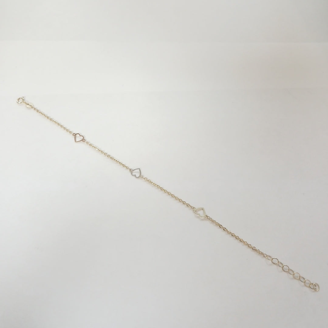 PULSERA ESPECIAL CON CORAZONES 10K 18 CM 1.2 GR (NUEVO)