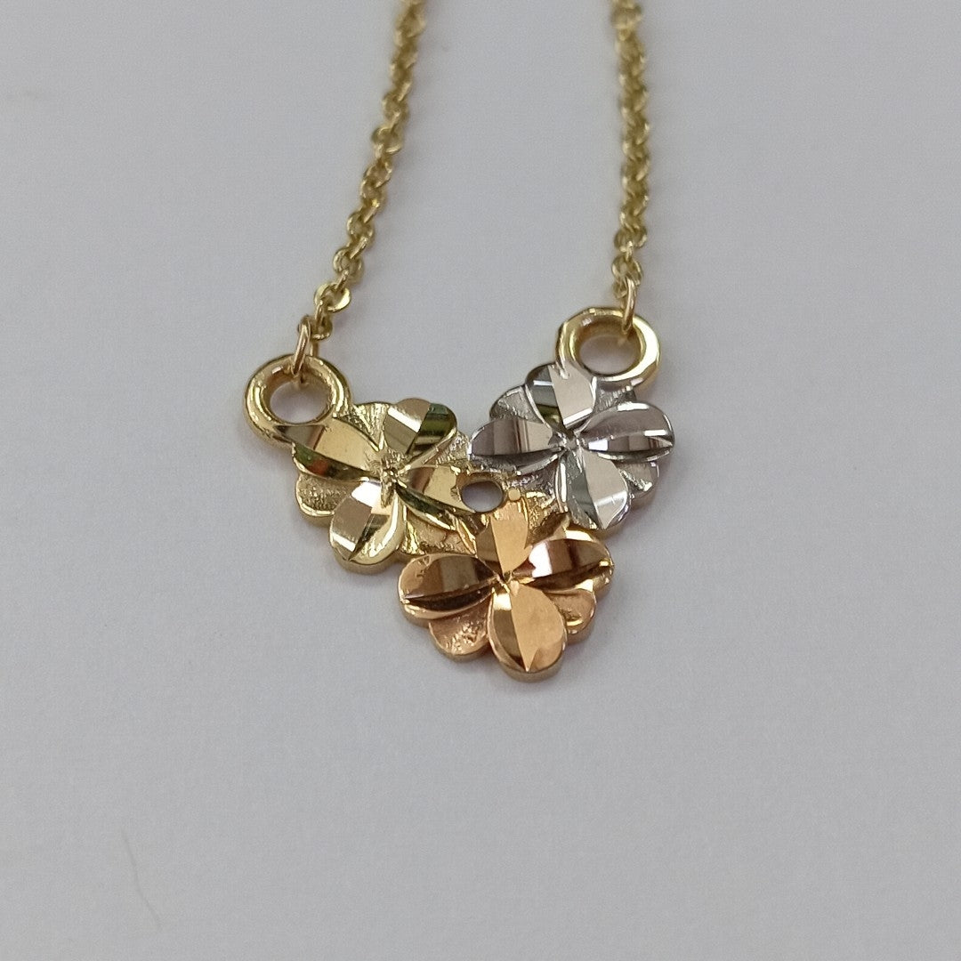 CADENA TEJIDO GARGANTILLA ESPECIAL C FLORES 14K 45 CM 2.9 GR (NUEVO)