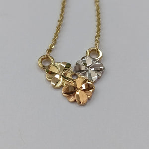 CADENA TEJIDO GARGANTILLA ESPECIAL C FLORES 14K 45 CM 2.9 GR (NUEVO)