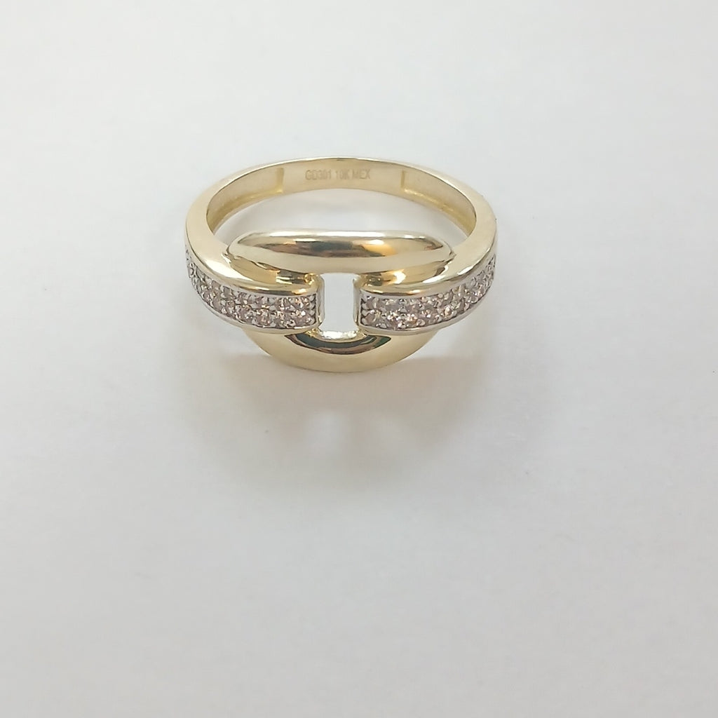 ANILLO ANILLITO C CIRCONIAS 10K 8.5 TALLA 2.6 GR (NUEVO)