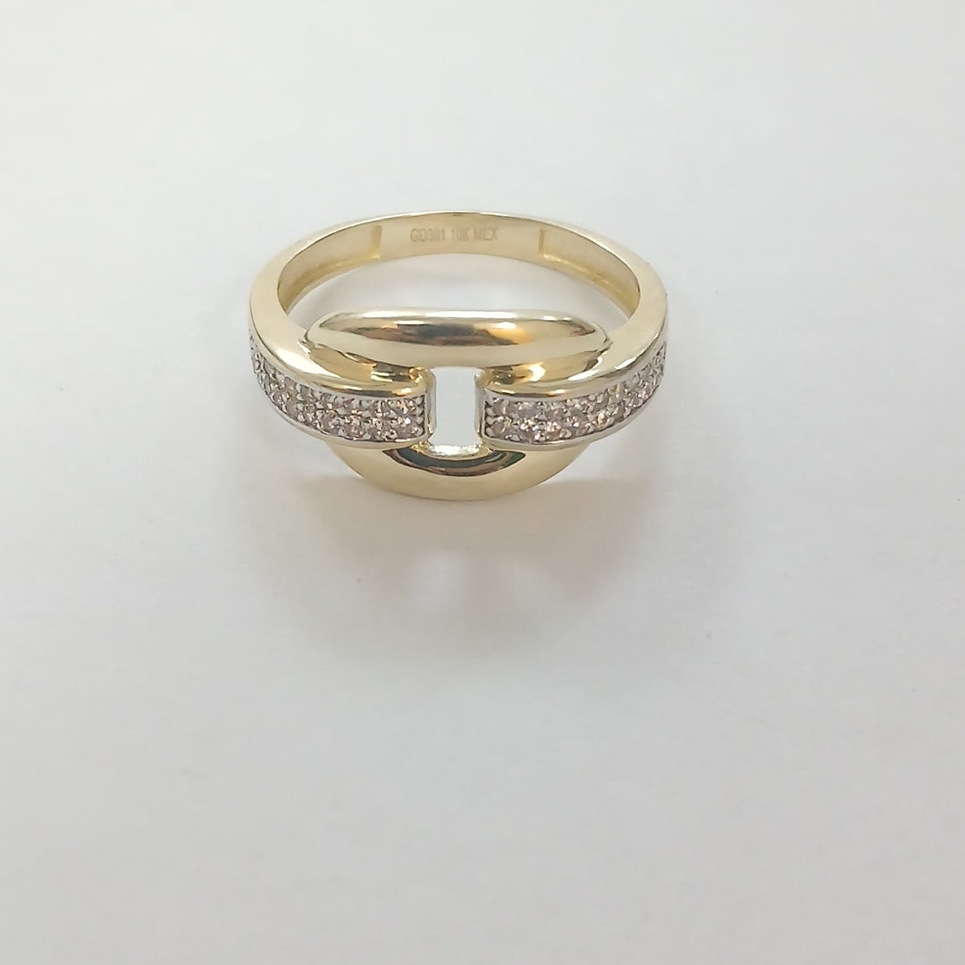 ANILLO ANILLITO C CIRCONIAS 10K 8.5 TALLA 2.6 GR (NUEVO)