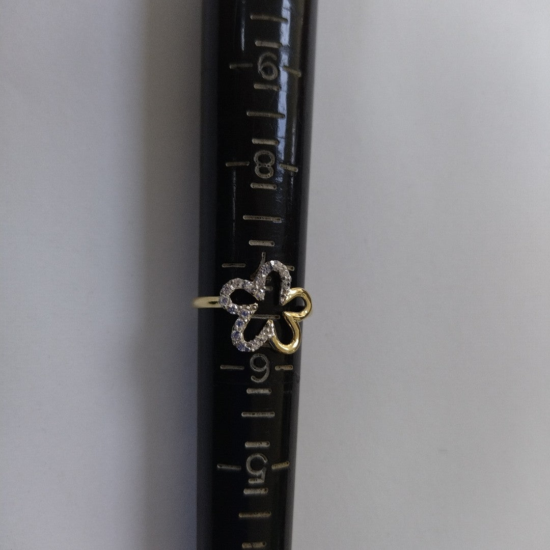 ANILLOS FIG FLOR CON CIRCONIAS 14K TALLA 7 1.6 GR (NUEVO)