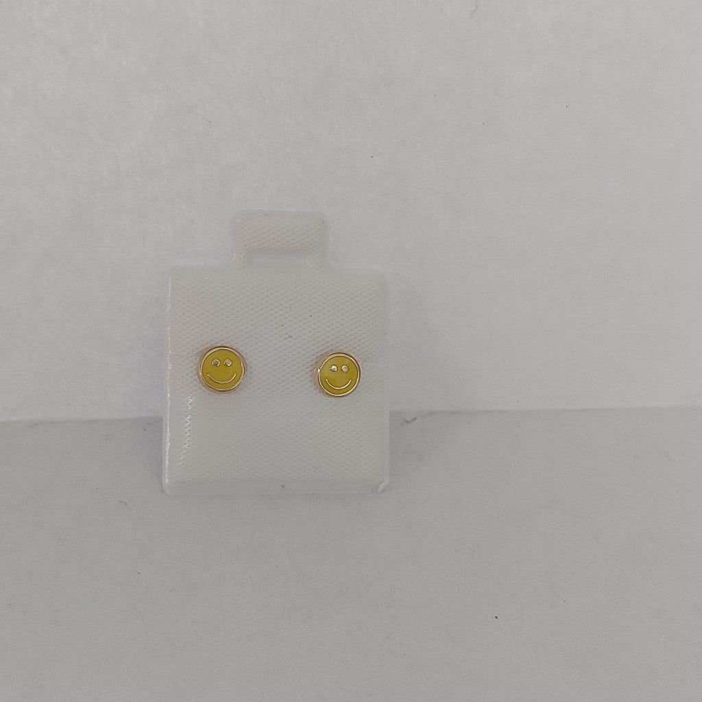 BROQUELES BROQUEL FIG SONRISA ESMALTE AMARILLO 14K 0.2074 GR (NUEVO)