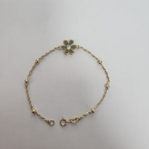 PULSERA TEJIDO ESPECIAL FLOR CON CIRCONIA 14K 18 CM 2.6 GR (NUEVO)