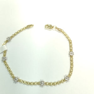 PULSERA ESPECIAL C FLORES 14K 18 CM 3 GR (NUEVO)
