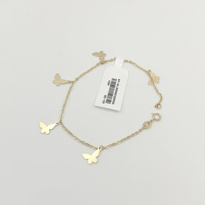 PULSERA ESPECIAL CON MARIPOSAS 14K 18 CM 2 GR (NUEVO)