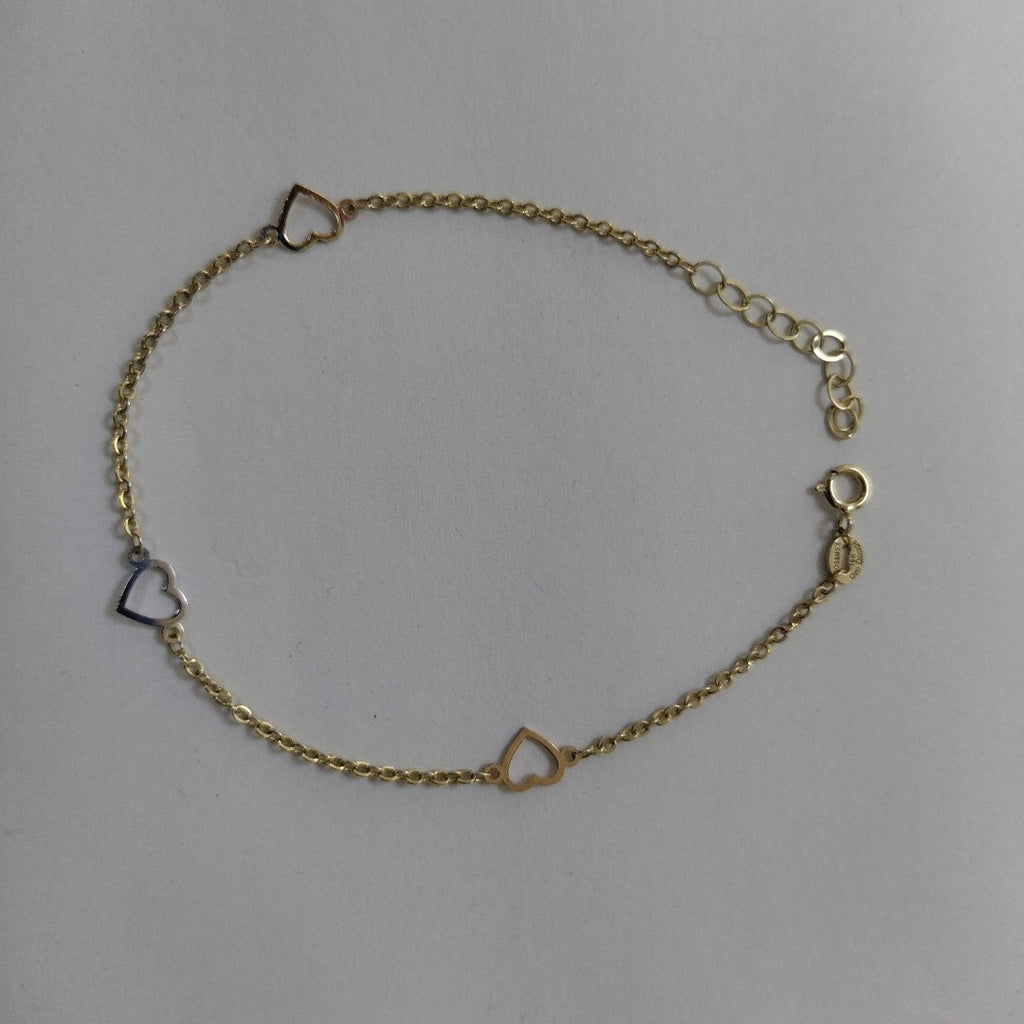 PULSERA ESPECIAL CON CORAZONES 10K 18 CM 1.2 GR (NUEVO)