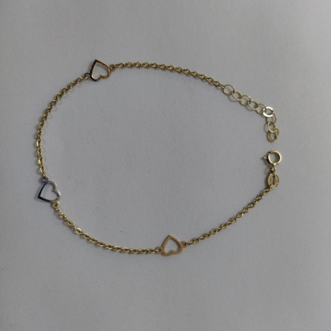 PULSERA ESPECIAL CON CORAZONES 10K 18 CM 1.2 GR (NUEVO)