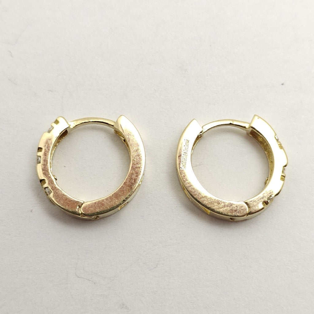 ARETES HUGGIES CON CIRCONIAS 14K 2.3 GR (NUEVO)