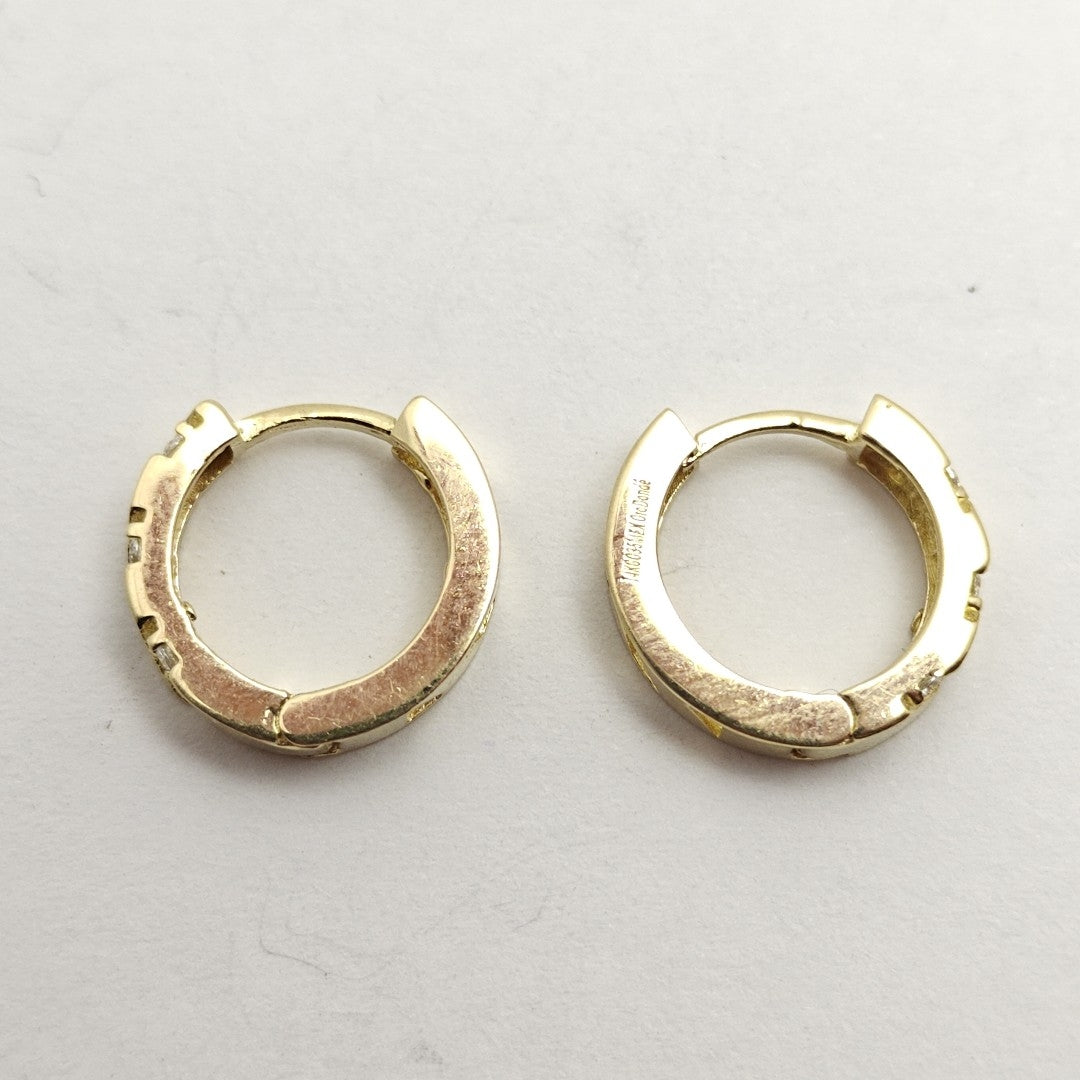 ARETES HUGGIES CON CIRCONIAS 14K 2.3 GR (NUEVO)