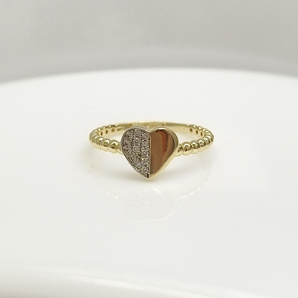 ANILLO ANILLITO FIG CORAZON C CIRCONIAS 14K 9 TALLA 1.7 GR (NUEVO)