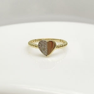 ANILLO ANILLITO FIG CORAZON C CIRCONIAS 14K 9 TALLA 1.7 GR (NUEVO)