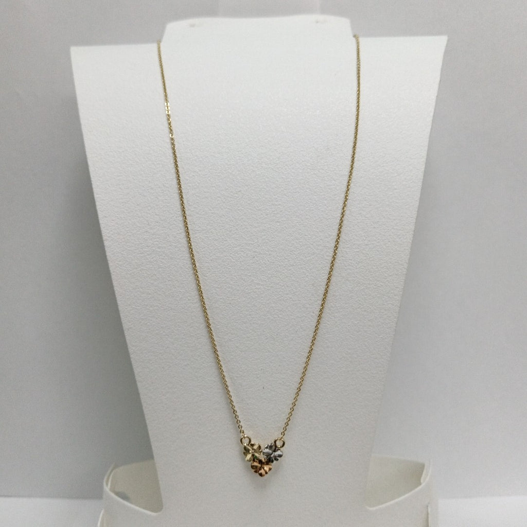 CADENA TEJIDO GARGANTILLA ESPECIAL C FLORES 14K 45 CM 2.9 GR (NUEVO)