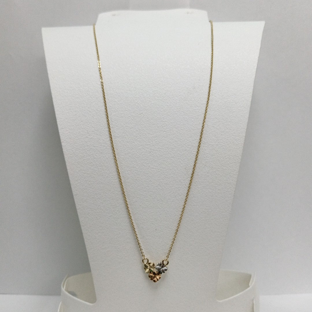CADENA TEJIDO GARGANTILLA ESPECIAL C FLORES 14K 45 CM 2.9 GR (NUEVO)
