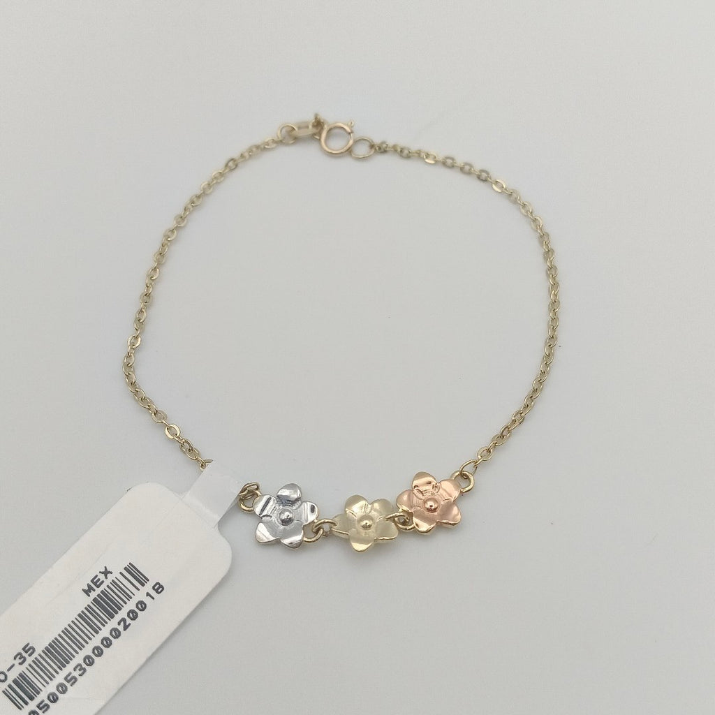 PULSERA TEJIDO ESPECIAL FIG FLORES 14K 18 CM 2 GR (NUEVO)