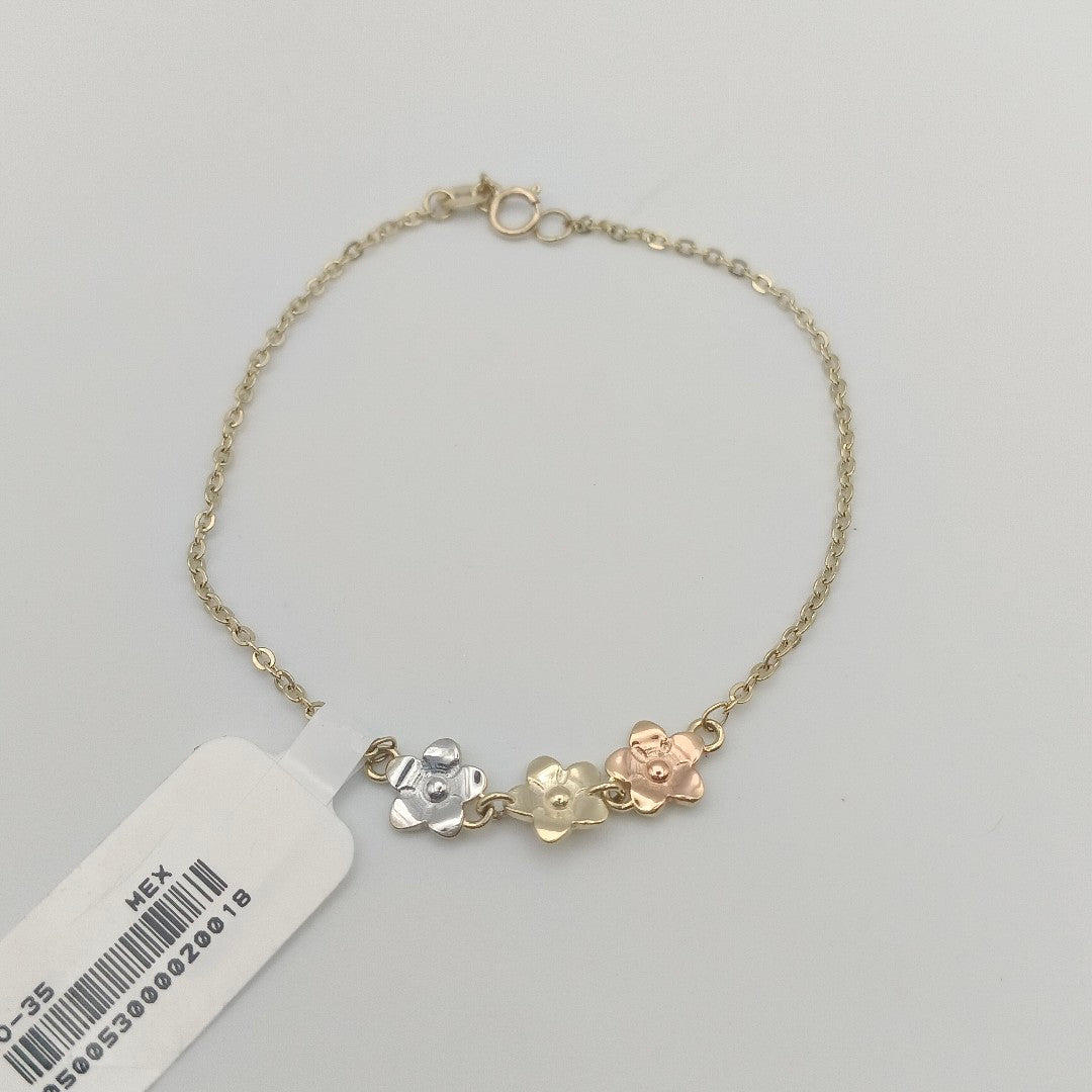 PULSERA TEJIDO ESPECIAL FIG FLORES 14K 18 CM 2 GR (NUEVO)