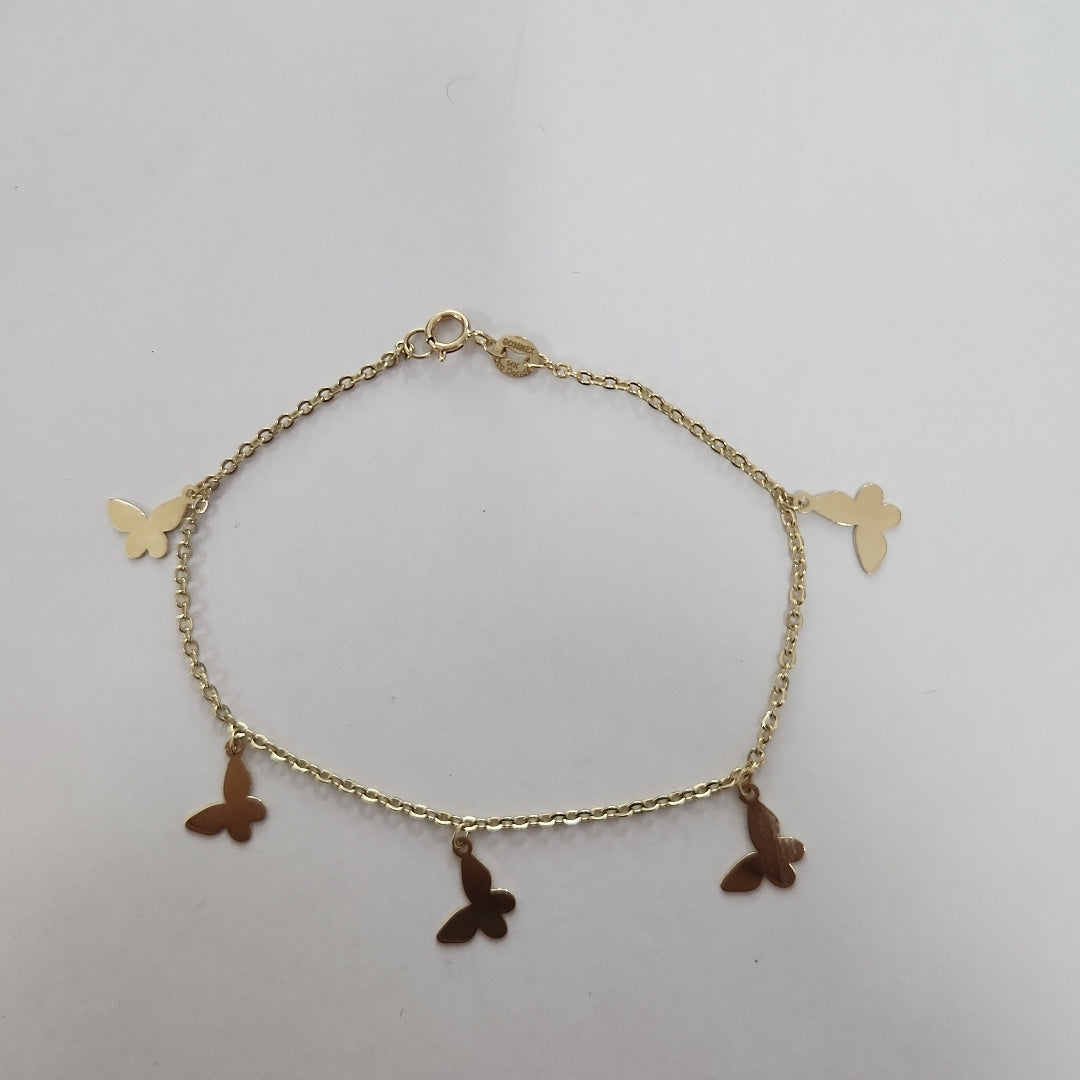 PULSERA ESPECIAL CON MARIPOSAS 14K 18 CM 2.1 GR (NUEVO)