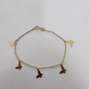 PULSERA ESPECIAL CON MARIPOSAS 14K 18 CM 2.1 GR (NUEVO)