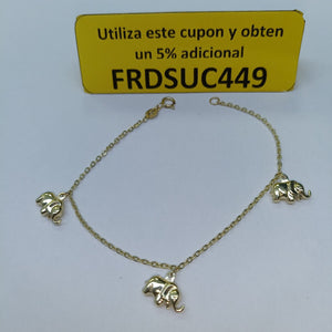 PULSERA ESPECIAL CON DIJES ELEFANTES 10K 18 CM 2.2 GR (NUEVO)