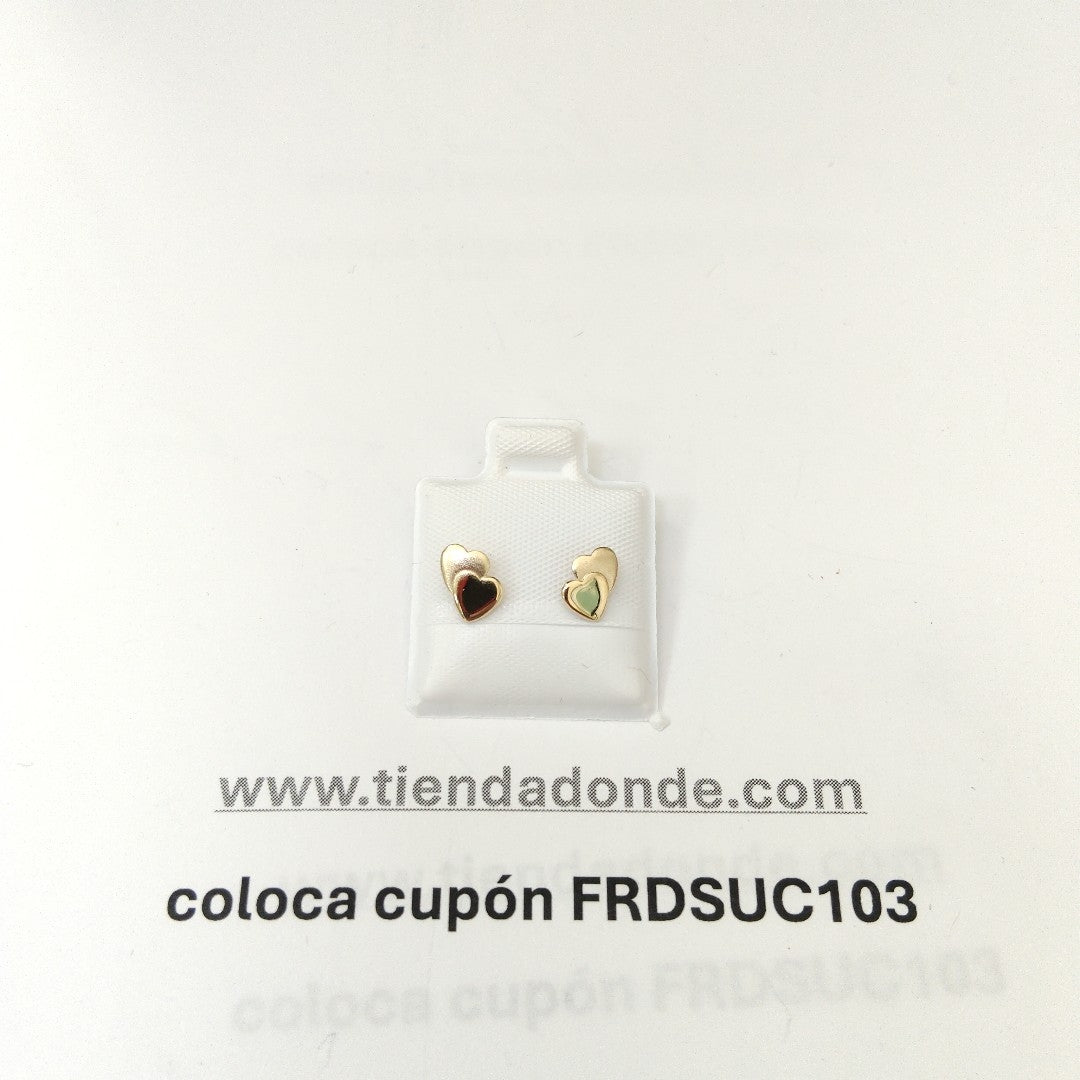 BROQUELES BROQUEL CORAZON DOBLE 14K 0.2171 GR (NUEVO)