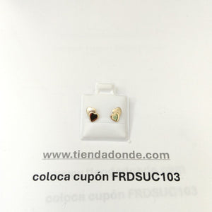 BROQUELES BROQUEL CORAZON DOBLE 14K 0.2171 GR (NUEVO)