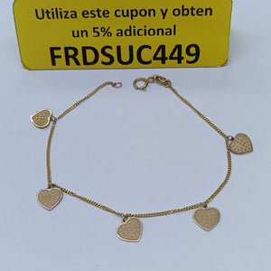 PULSERA ESPECIAL DIJES CORAZONES 10K 18 CM 1.7 GR (NUEVO)