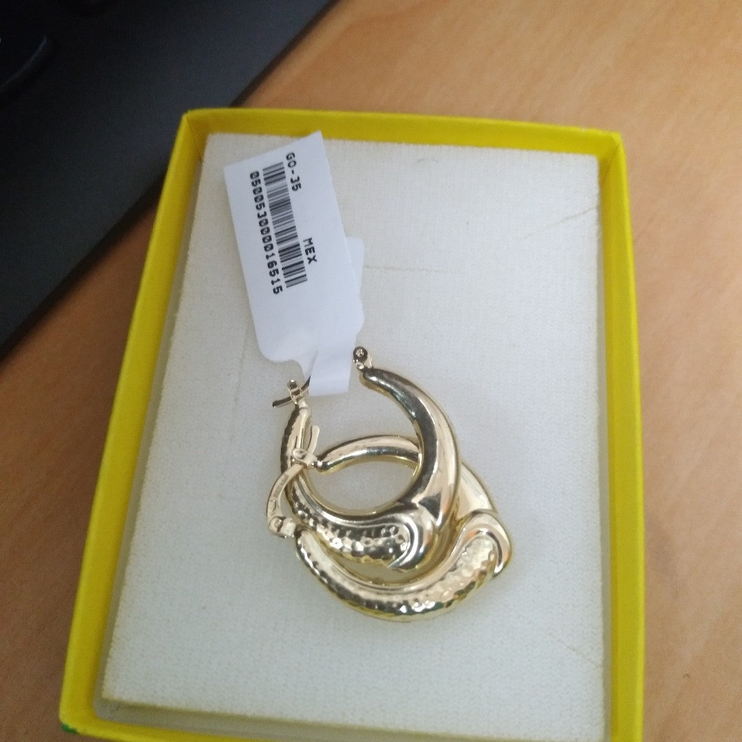 ARETES ARRACADAS ENTRELAZADAS 14K 2.6 GR (NUEVO)