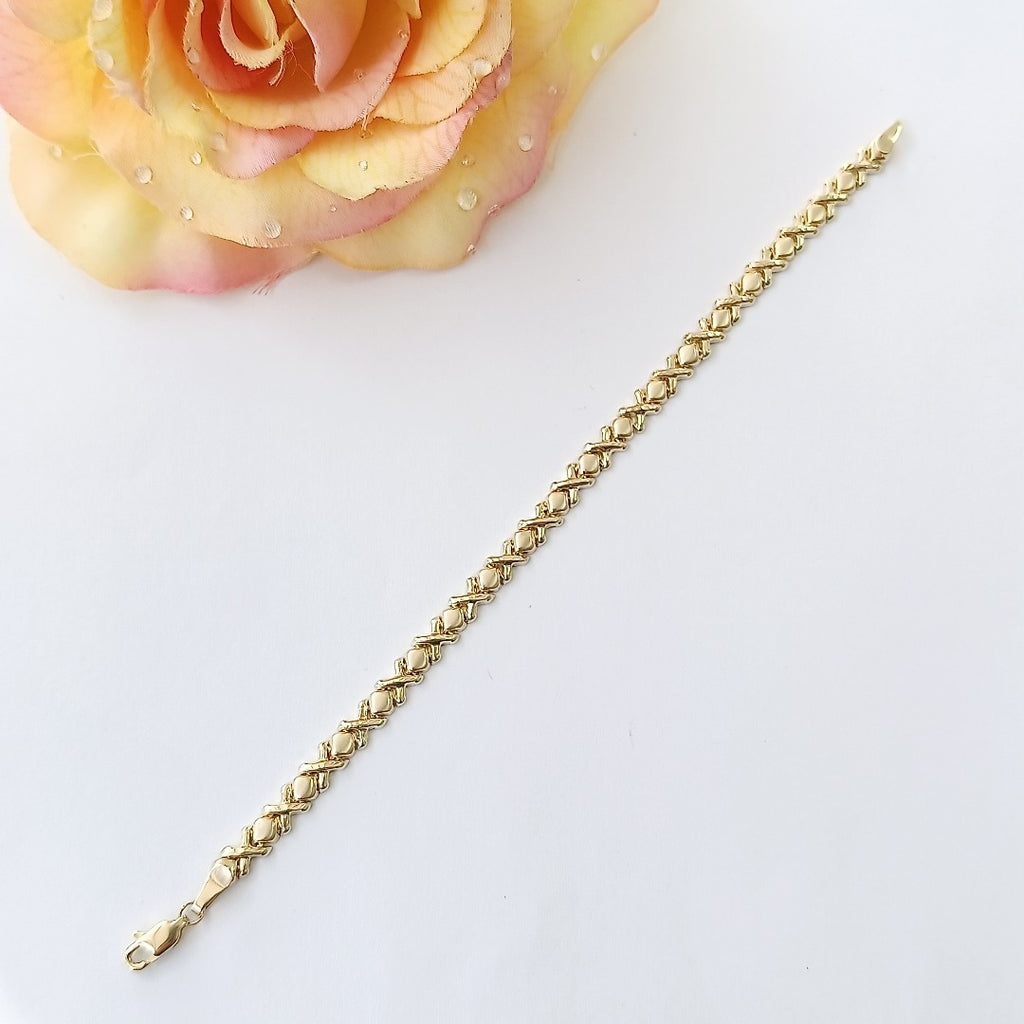 PULSERA ESPECIAL XOXO 14K 18 CM 6.1 GR (NUEVO)