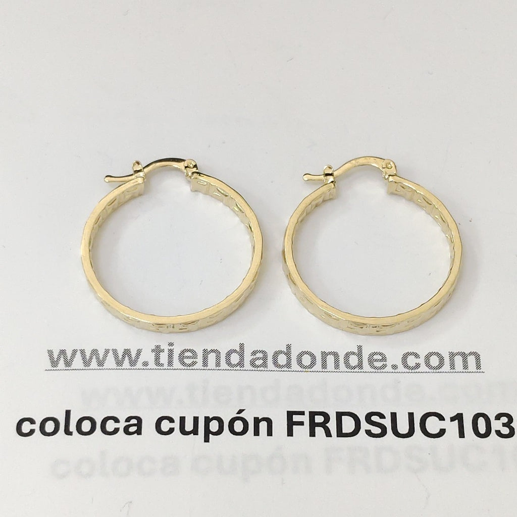 ARETES TEJIDO ARRACADA CON GRECAS 14K 2.7 GR (NUEVO)