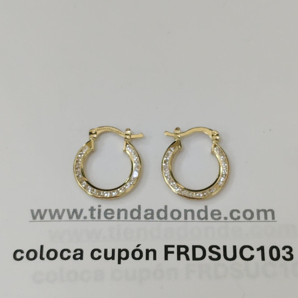 ARETES ARRACADAS CON CIRCONIAS 14K 2.3 GR (NUEVO)