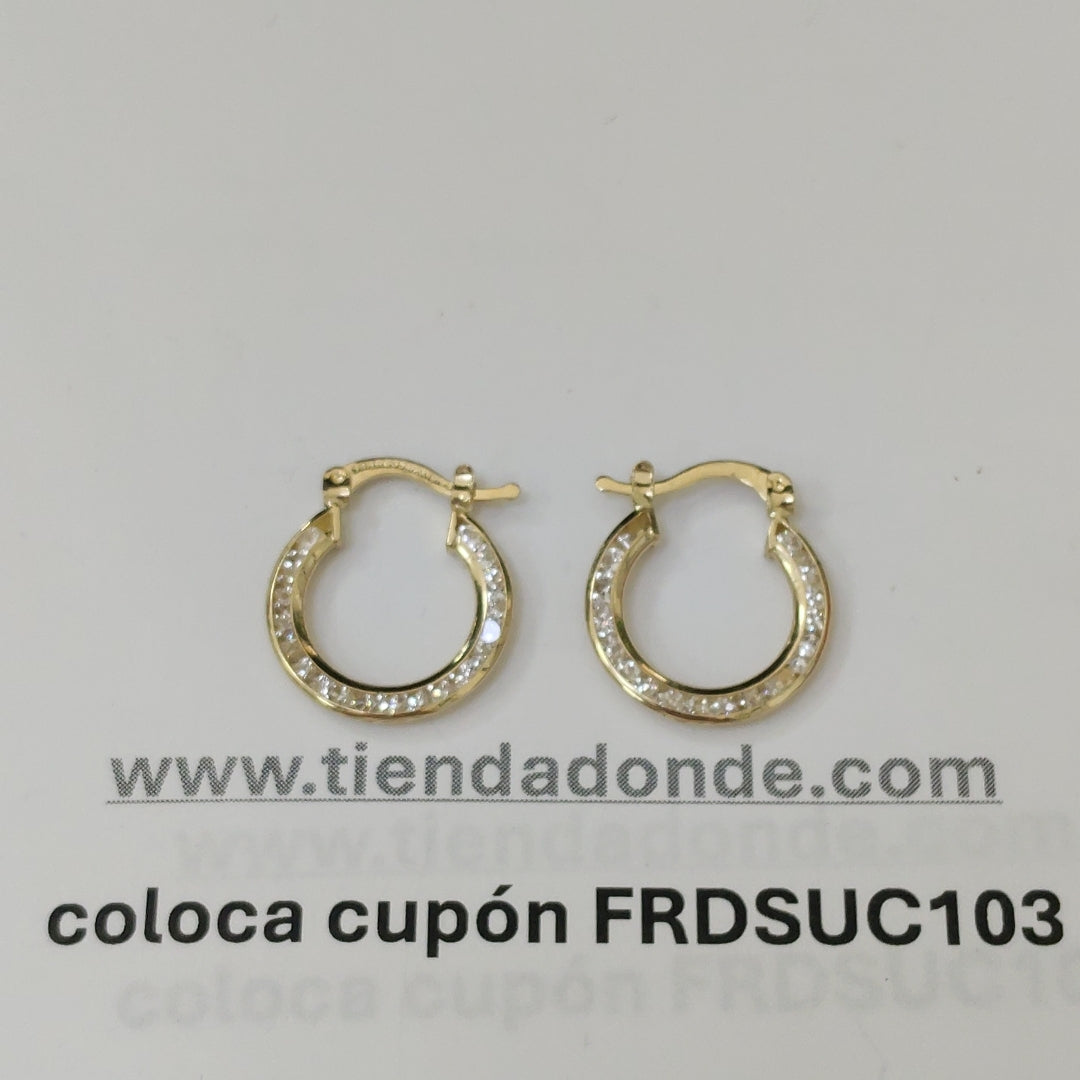 ARETES ARRACADAS CON CIRCONIAS 14K 2.3 GR (NUEVO)