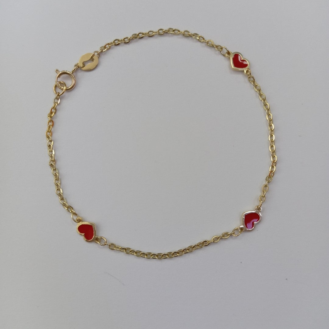 PULSERA ESPECIAL CON CORAZONES 14K 18 CM 1.4 GR (NUEVO)