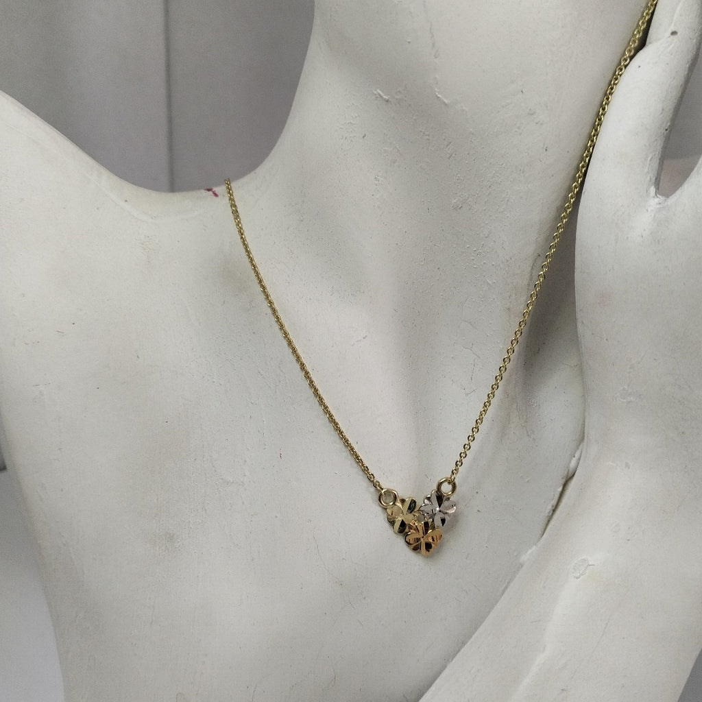 CADENA TEJIDO GARGANTILLA ESPECIAL C FLORES 14K 45 CM 3 GR (NUEVO)