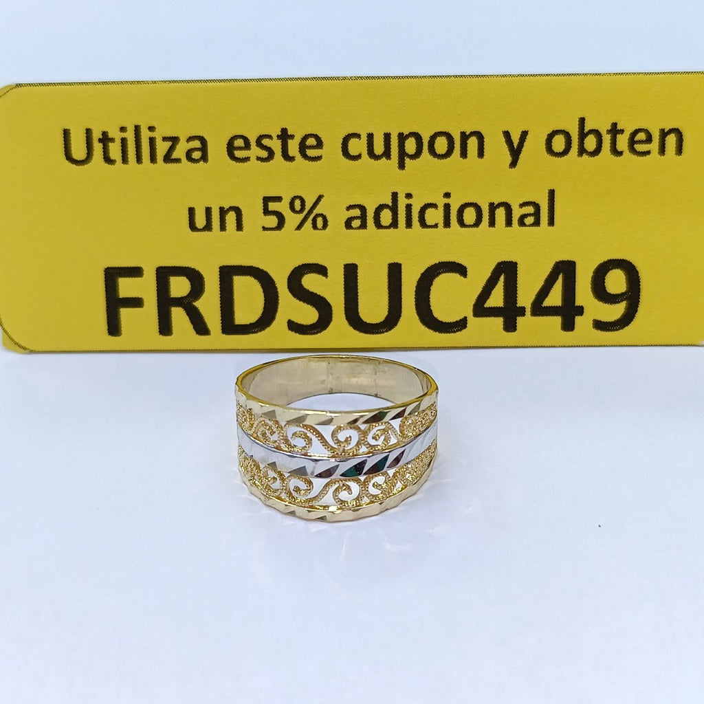 ANILLOS TIPO FILIGRANA COMBINADO 14K TALLA 7 2.8 GR (NUEVO)