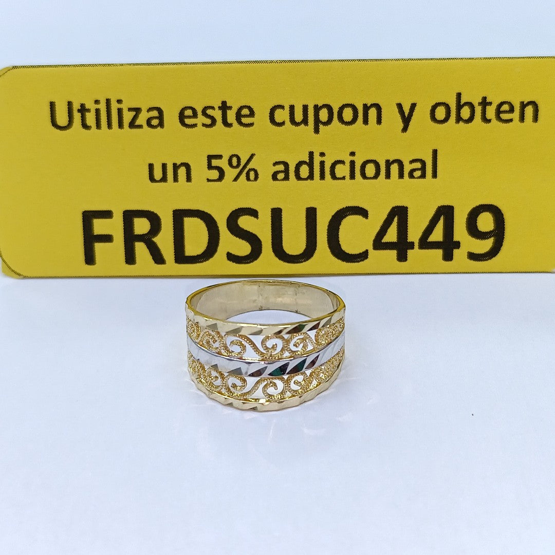 ANILLOS TIPO FILIGRANA COMBINADO 14K TALLA 7 2.8 GR (NUEVO)