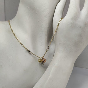 CADENA GARGANTILLA 3X1 CON ESFERAS COMBINADAS 14K 45 CM 3.1 GR (NUEVO)