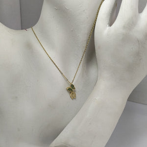 CADENA TEJIDO GARGANTILLA CON DIJE MARIPOSAS CIRCONIAS Y PIEDRAS DE COLOR 14K 45 CM 2 GR (NUEVO)