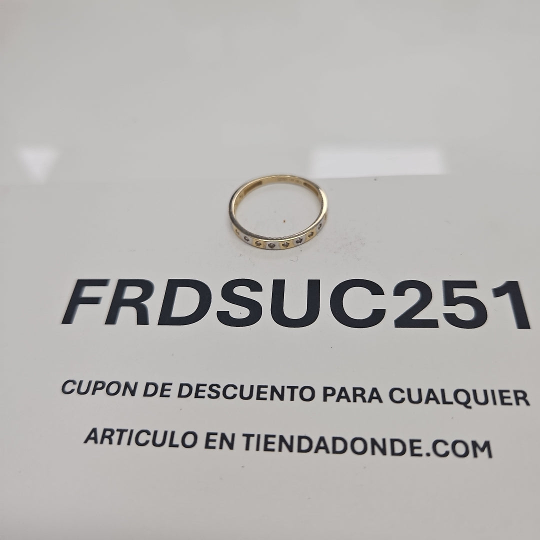 ANILLO ANILLITO C CIRCONIAS COMBINADO 14K 9 TALLA 2 GR (NUEVO)