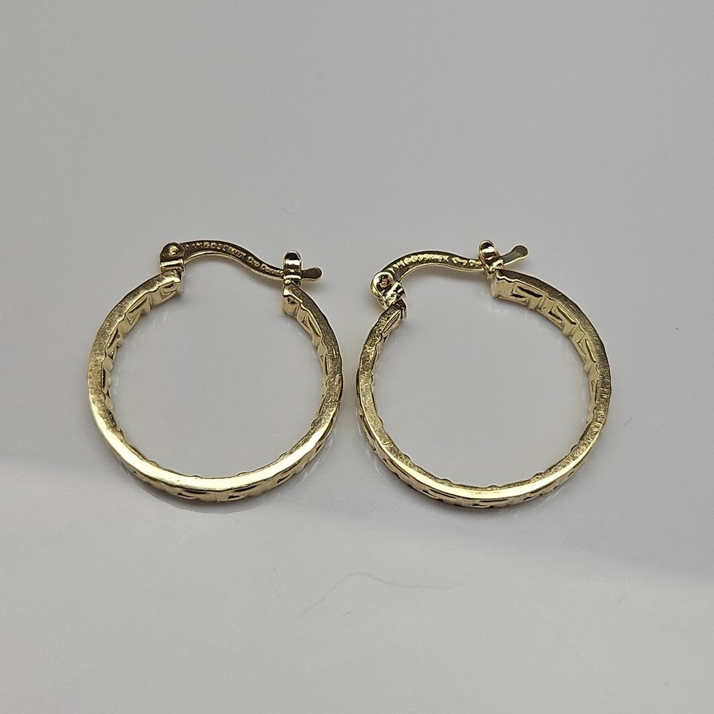 ARETES TEJIDO ARRACADAS TIPO GRECAS 14K 2.1 GR (NUEVO)