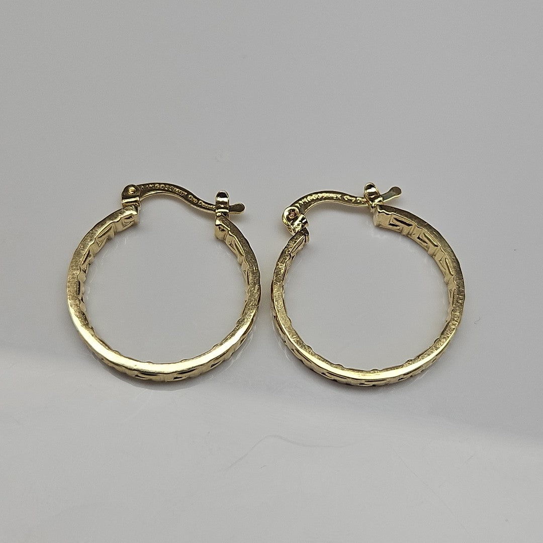 ARETES TEJIDO ARRACADAS TIPO GRECAS 14K 2.1 GR (NUEVO)