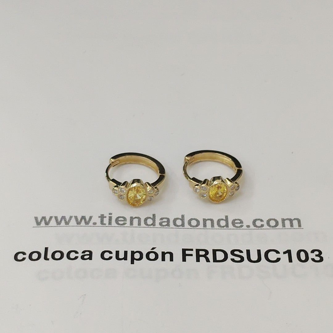 ARETES ARRACADAS CON CIRCONIAS Y PDRAS COL 14K 3.1 GR (NUEVO)