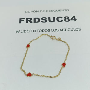 PULSERA ESPECIAL CON CORAZONES 14K 18 CM 1.3 GR (NUEVO)