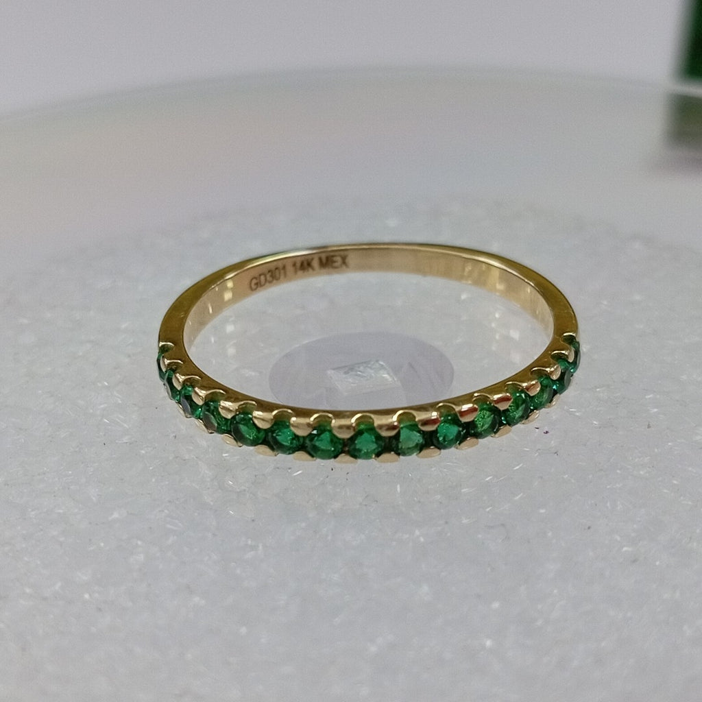 ANILLO ANILLITO MEDIA CHURUMBELA C PDRAS COLOR VERDE 14K 8 TALLA 1.6 GR (NUEVO)