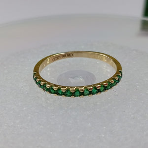ANILLO ANILLITO MEDIA CHURUMBELA C PDRAS COLOR VERDE 14K 8 TALLA 1.6 GR (NUEVO)