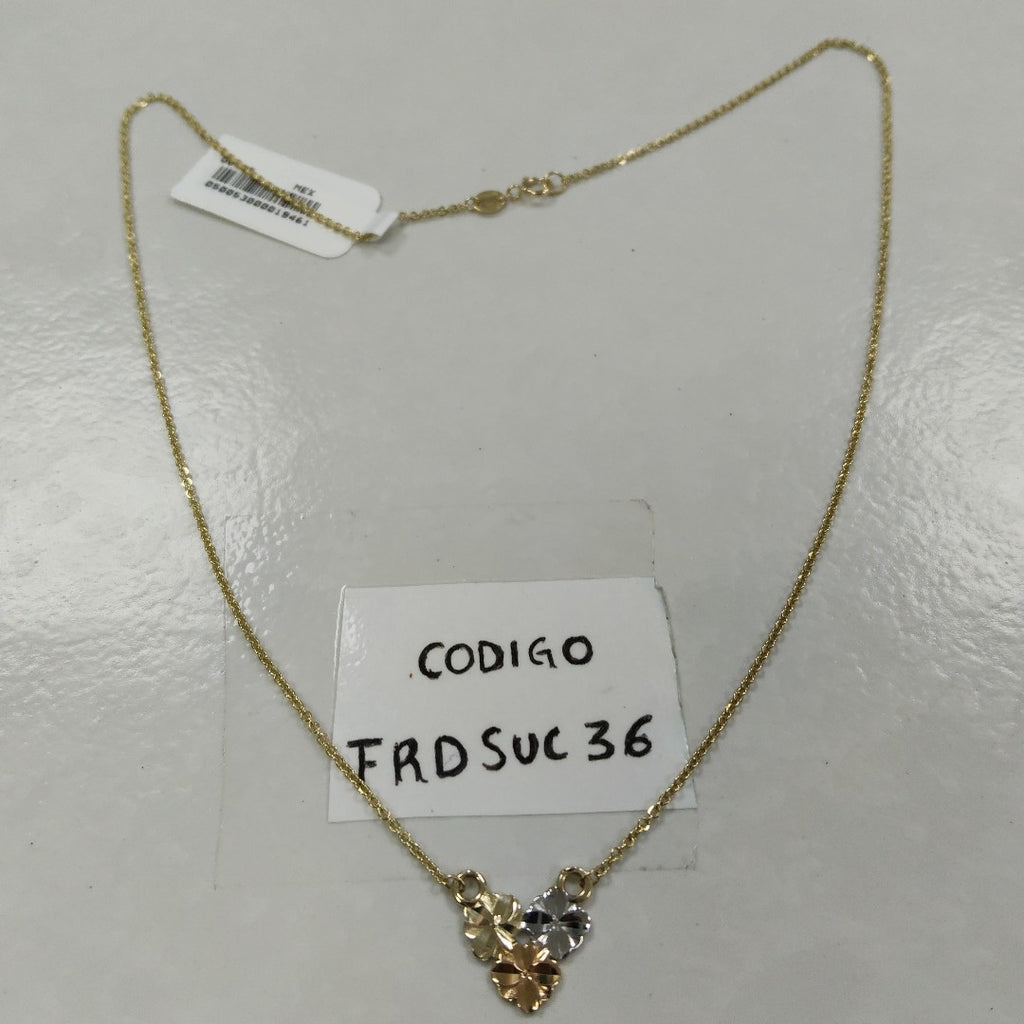 CADENA TEJIDO GARGANTILLA ESPECIAL C FLORES 14K 45 CM 2.9 GR (NUEVO)