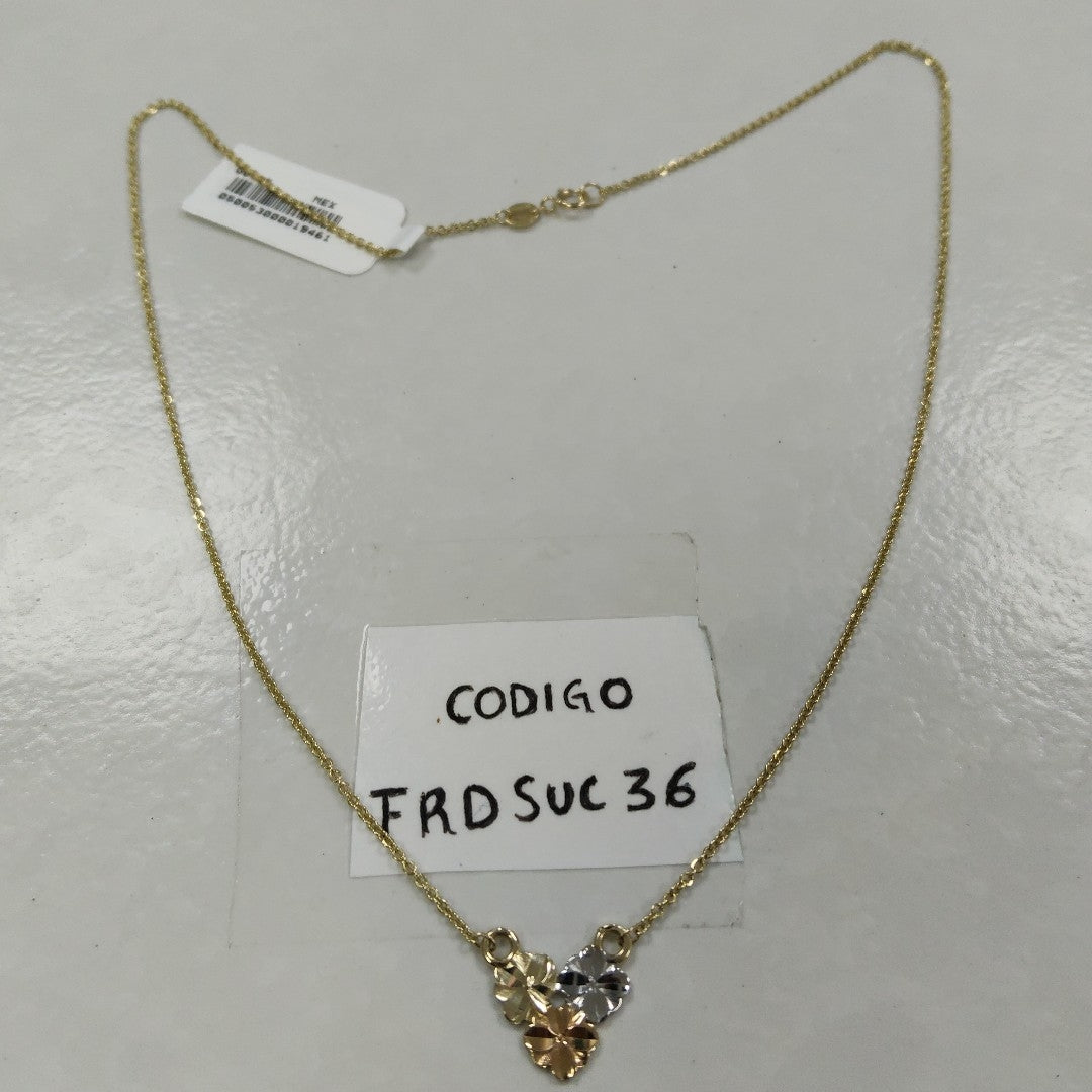 CADENA TEJIDO GARGANTILLA ESPECIAL C FLORES 14K 45 CM 2.9 GR (NUEVO)