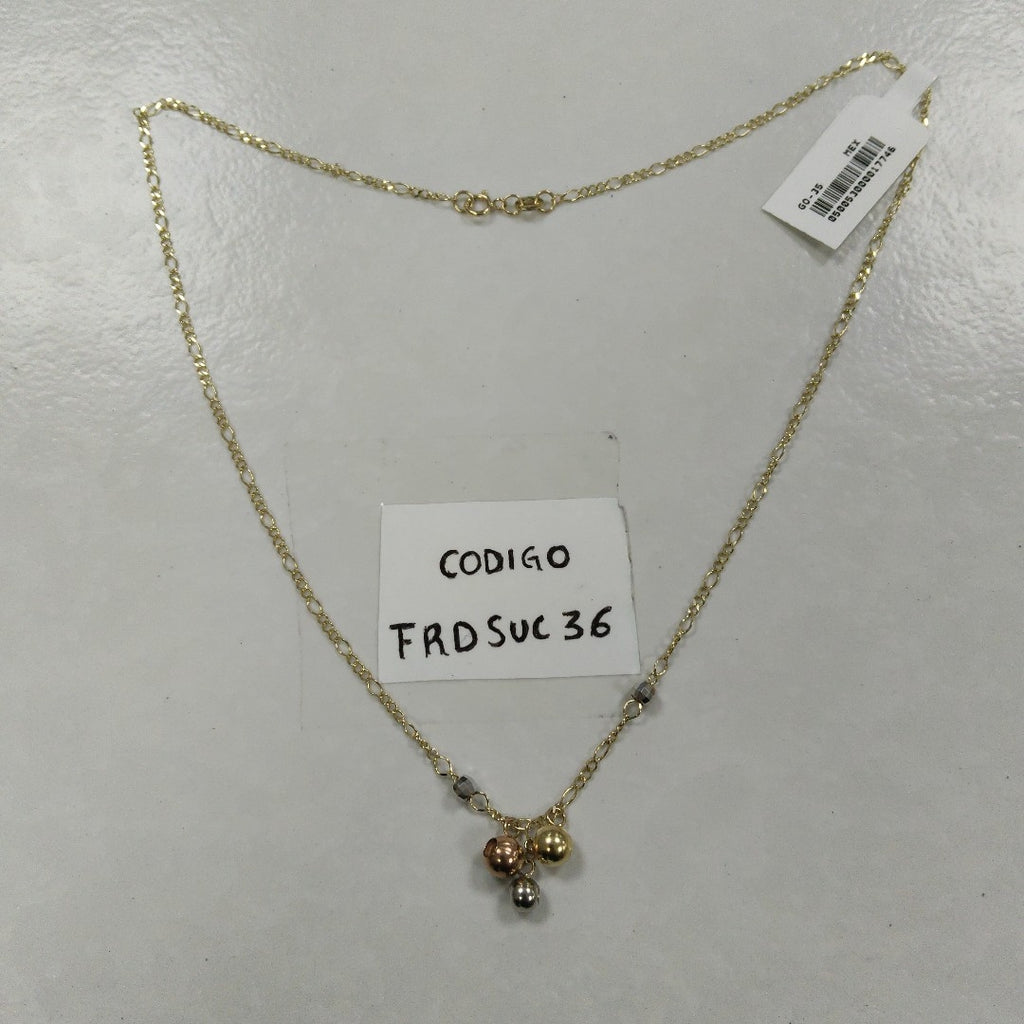 CADENA GARGANTILLA 3X1 CON ESFERAS COMBINADAS 14K 45 CM 3.1 GR (NUEVO)