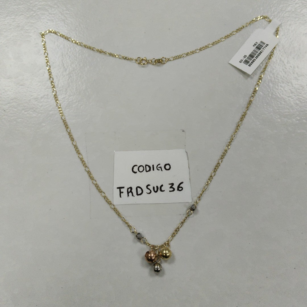CADENA GARGANTILLA 3X1 CON ESFERAS COMBINADAS 14K 45 CM 3.1 GR (NUEVO)