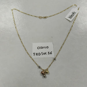 CADENA GARGANTILLA 3X1 CON ESFERAS COMBINADAS 14K 45 CM 3.1 GR (NUEVO)