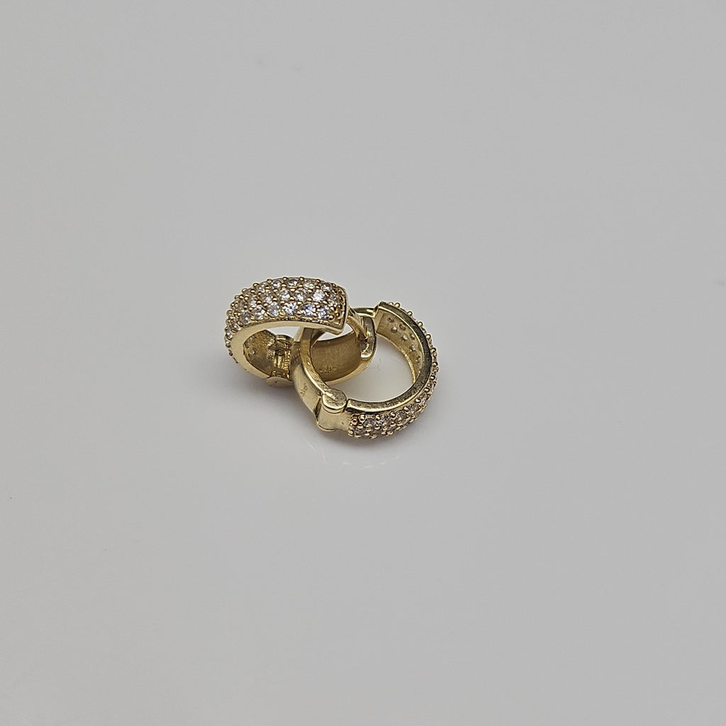 ARETES HUGGIE CON CIRCONIAS 14K 2.2 GR (NUEVO)